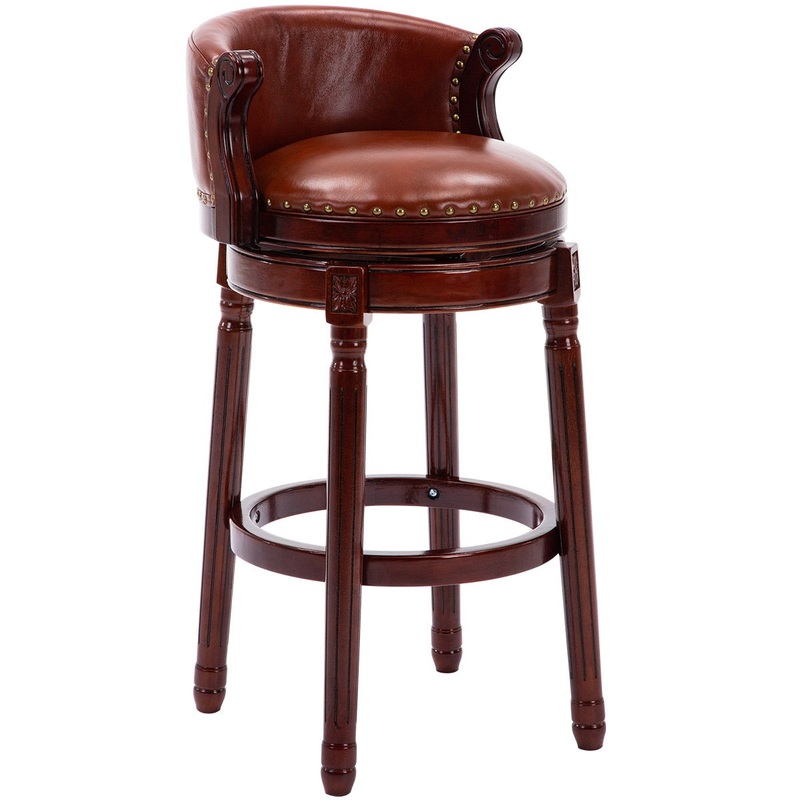 Cow Top Leather Wooden Bar Stools Box – Brown / Blue