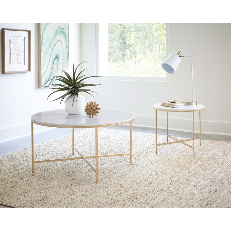 Ellison – Round Marble Coffee And End Table Set