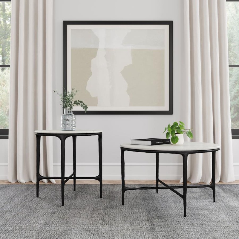Hermas – Round Marble Coffee And End Table Set