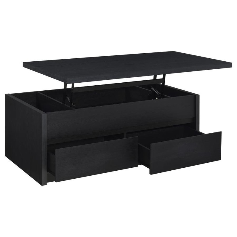 Knapp – Lift Top Cocktail Coffee Table With Dual Drawers – Black