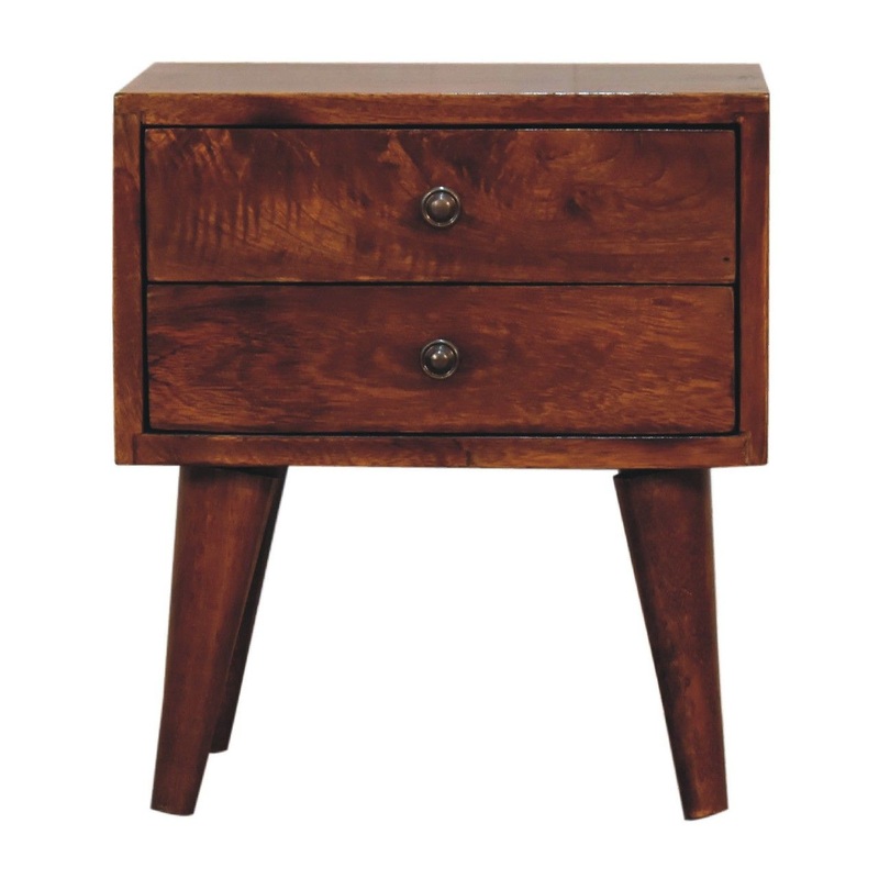 Mini Modern Bedside Table – Chestnut