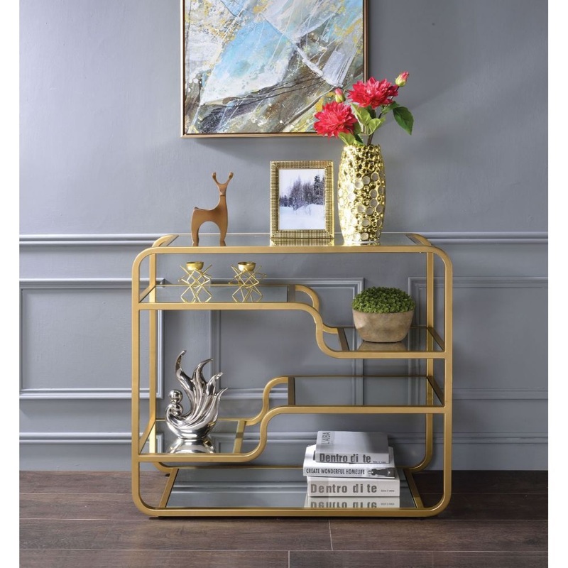 Astrid – Sofa Table – Mirrored & Gold