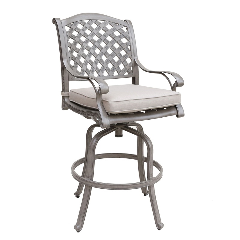 Cast Aluminum Bar Stool With Cushion (Set of 2) – Gray