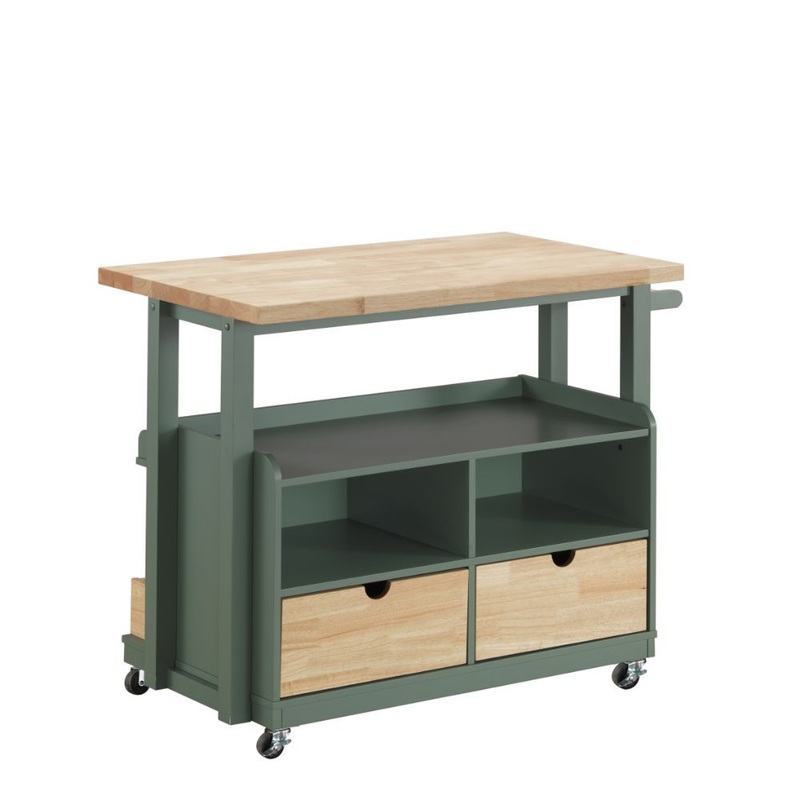 Harper – Kitchen Cart – Natural & Green