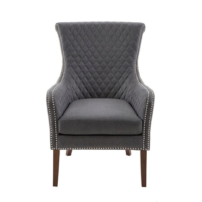 Heston – Accent Chair With Quilted Back And Nailheads – Gray