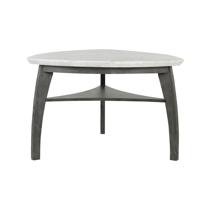 Jasmine – Bar Table With Arched Legs And Marble Top, Triangular Shape – Gray