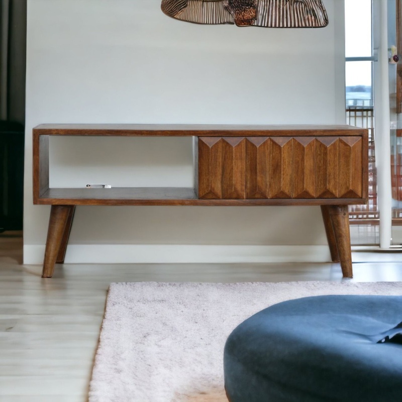 Prism Sliding Media Unit – Chestnut