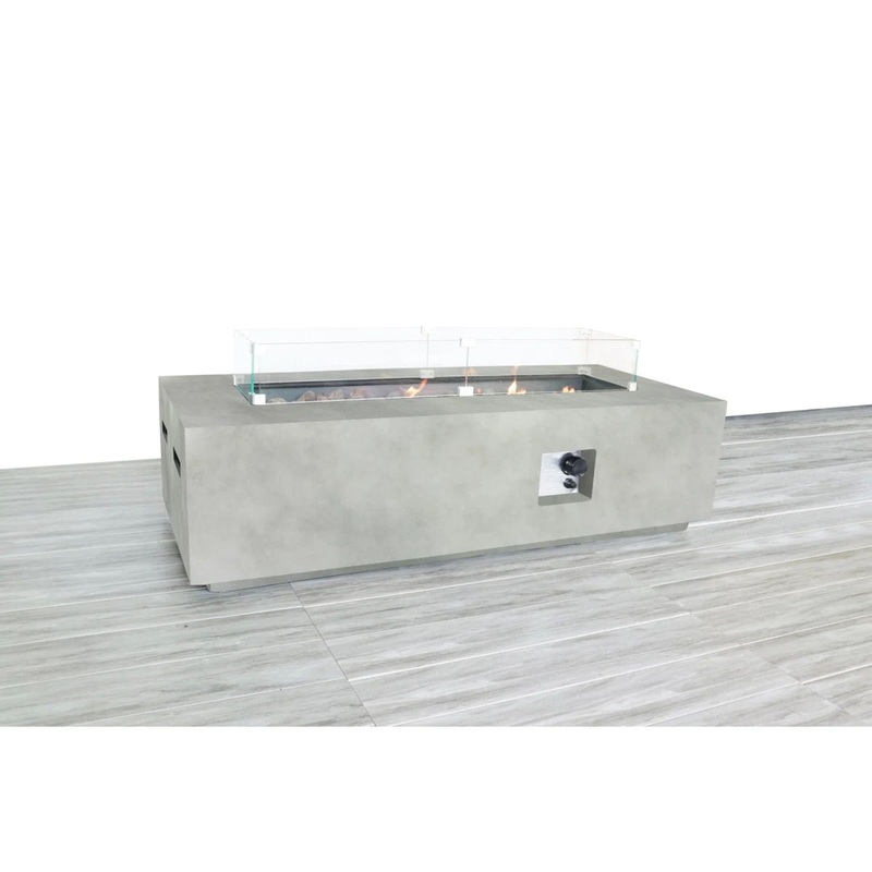 Rectangular Propane Fire Pit Table With Fiber Reinforcement And Adjustable Flame Control – Gray
