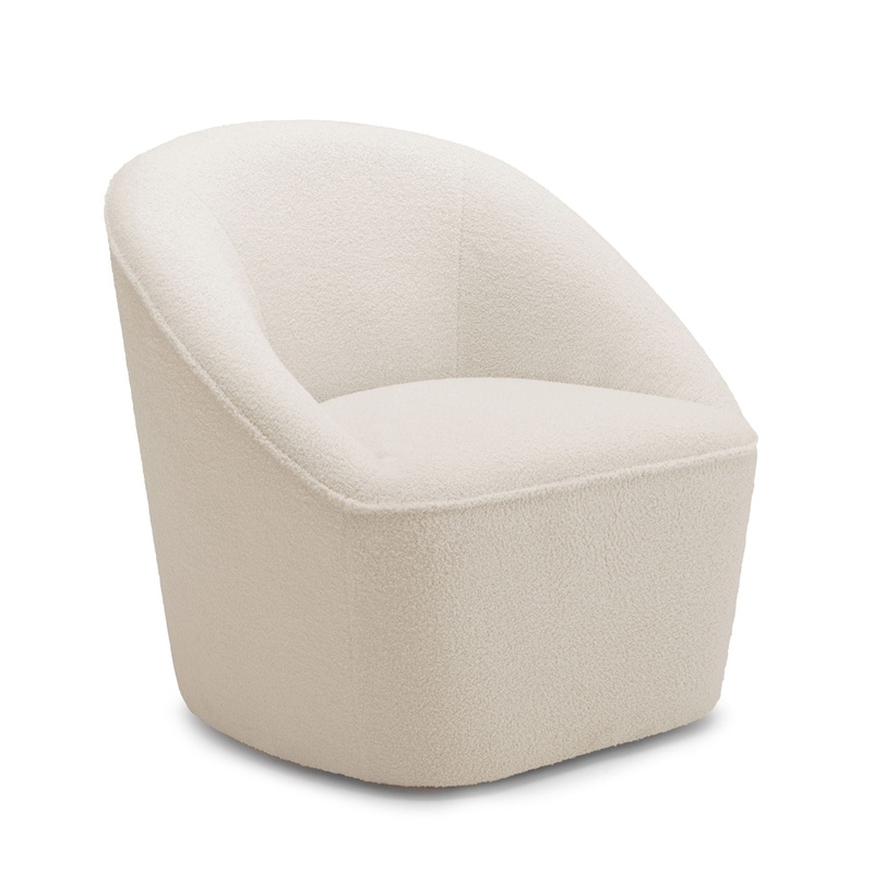 Anson – Swivel Chair With Soft Rounded Back – Off White