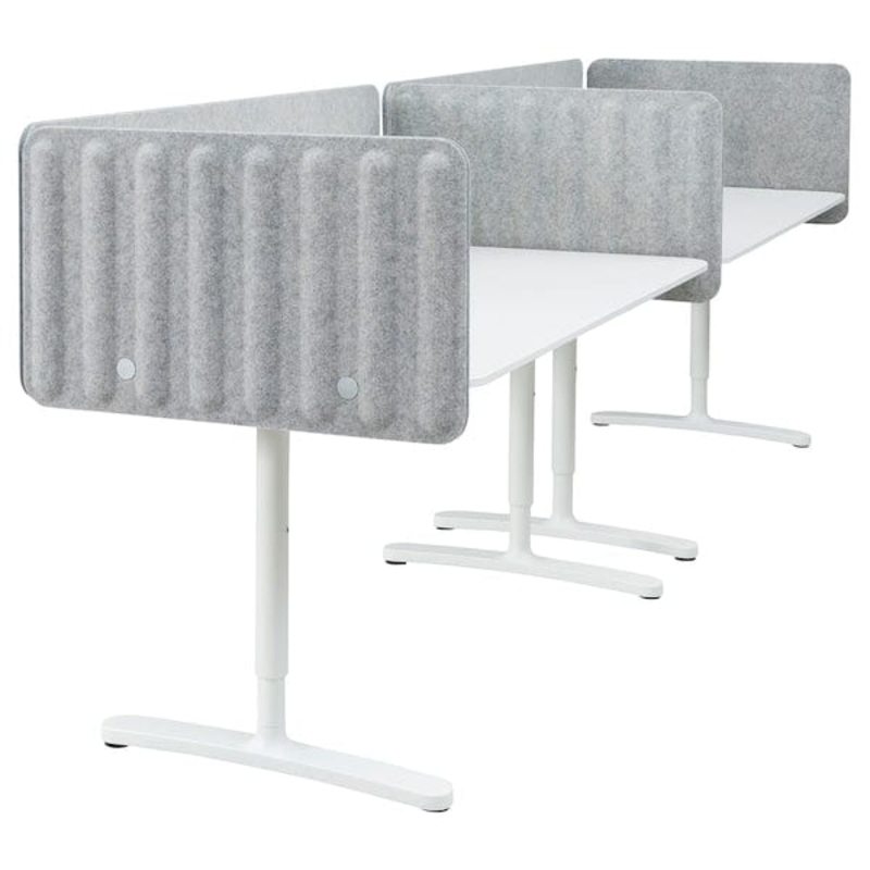BEKANT desk with screen, white/grey