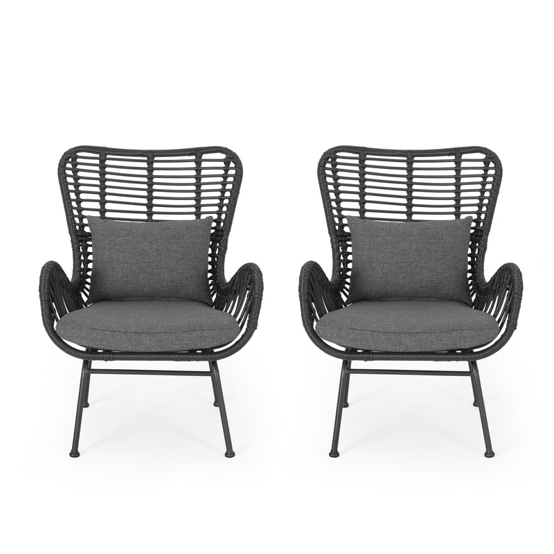 Modern Aesthetic Outdoor Rattan Accent Chair With Metal Legs