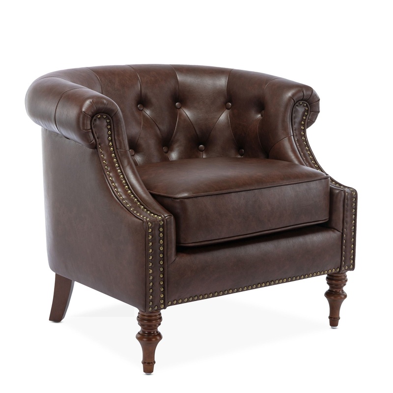 Ophelia – Button Tufted Accent Chair – Brown