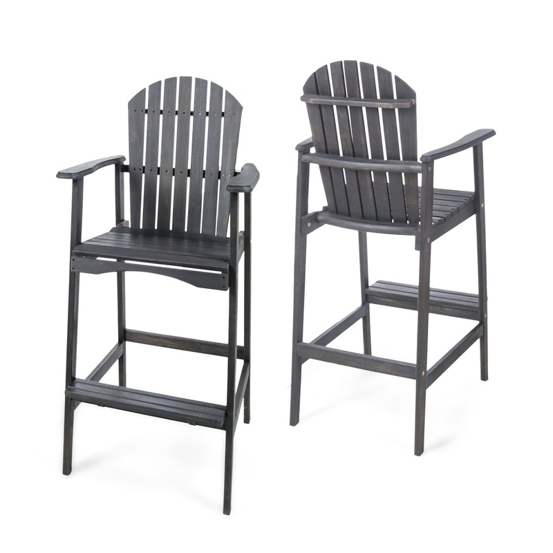 Outdoor Acacia Wood Adirondack Barstools (Set of 2)