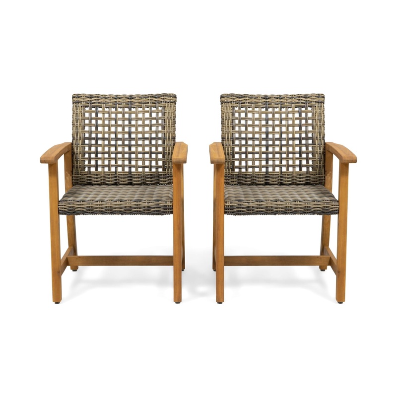 Outdoor Dining Chair Acacia Wood Frame (Set of 2)