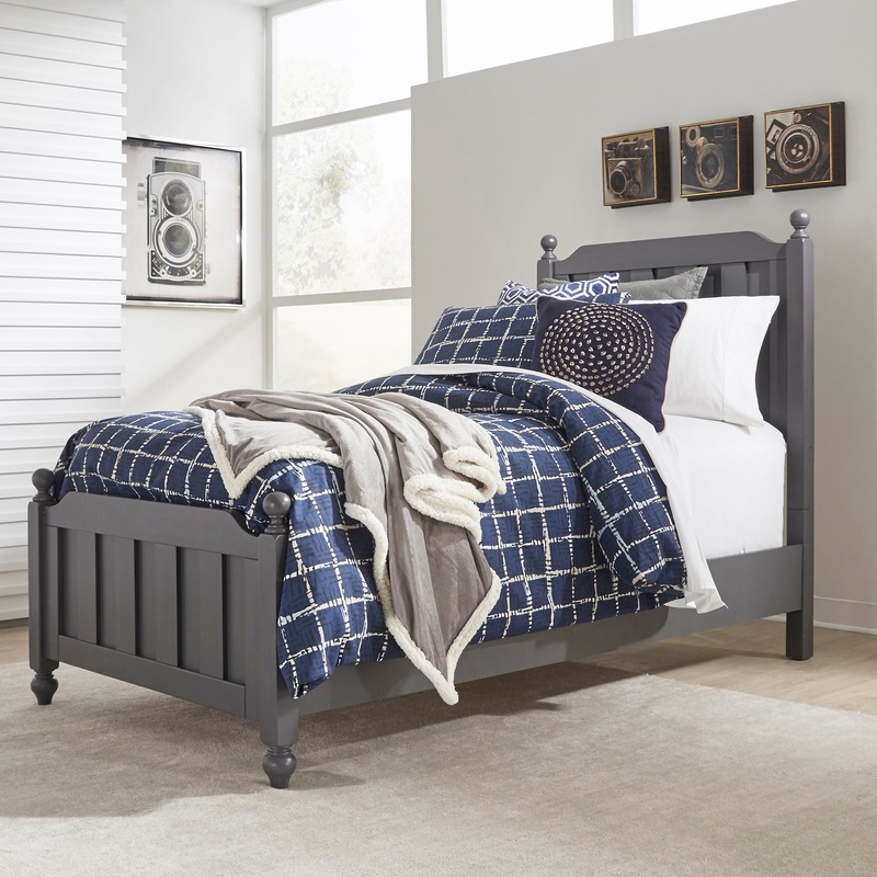 Cottage View – Panel Bed|Dark Gray|White|Twin|Full