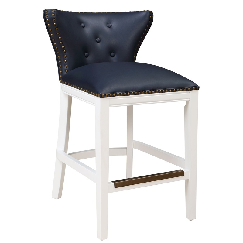 Macon – Counter Stool With Accents – Dark Blue