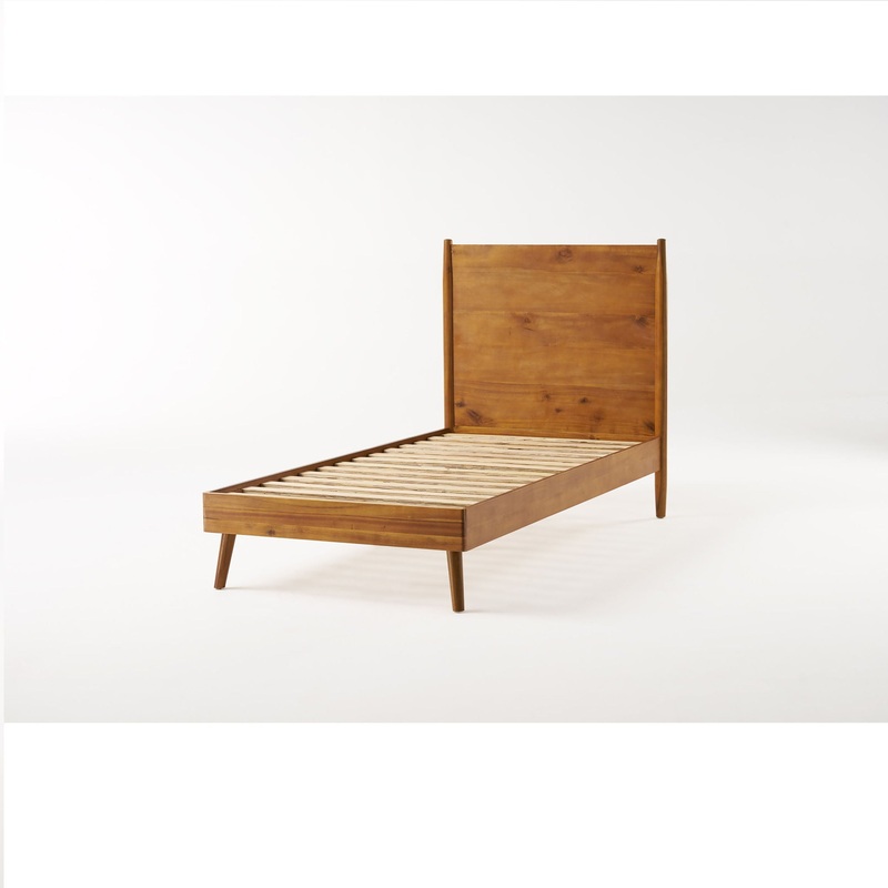 Okioki – Mid-Century Natural Stained Solid Acacia Wood Bed