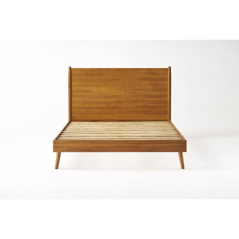 Okioki – Mid-Century Wood Bed|Light Brown|King|Full