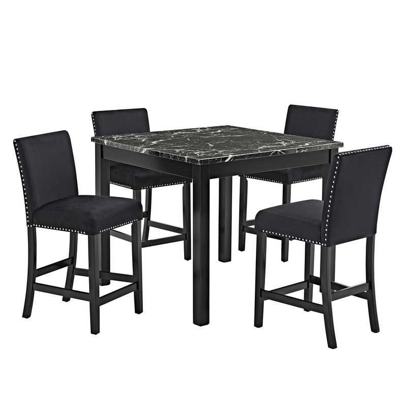 5 Piece Counter Height Dining Set With Table And Upholstered Chairs