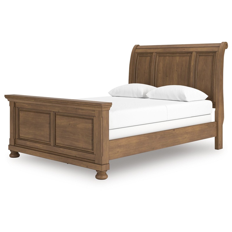 Feddinger – Sleigh Bed|Light Brown|California King|Queen|King