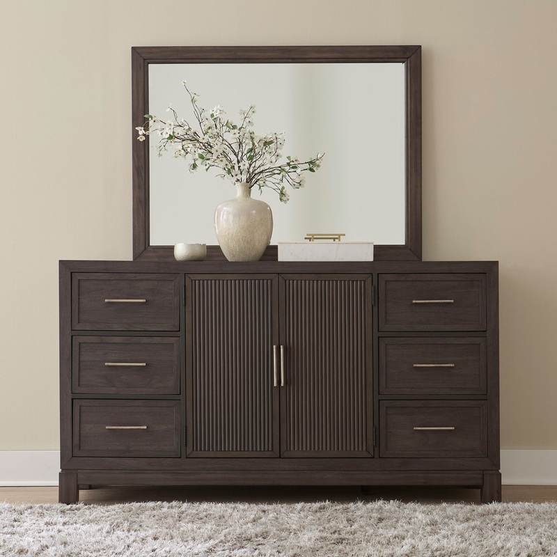 Modern Edge – Dresser & Mirror – Brown