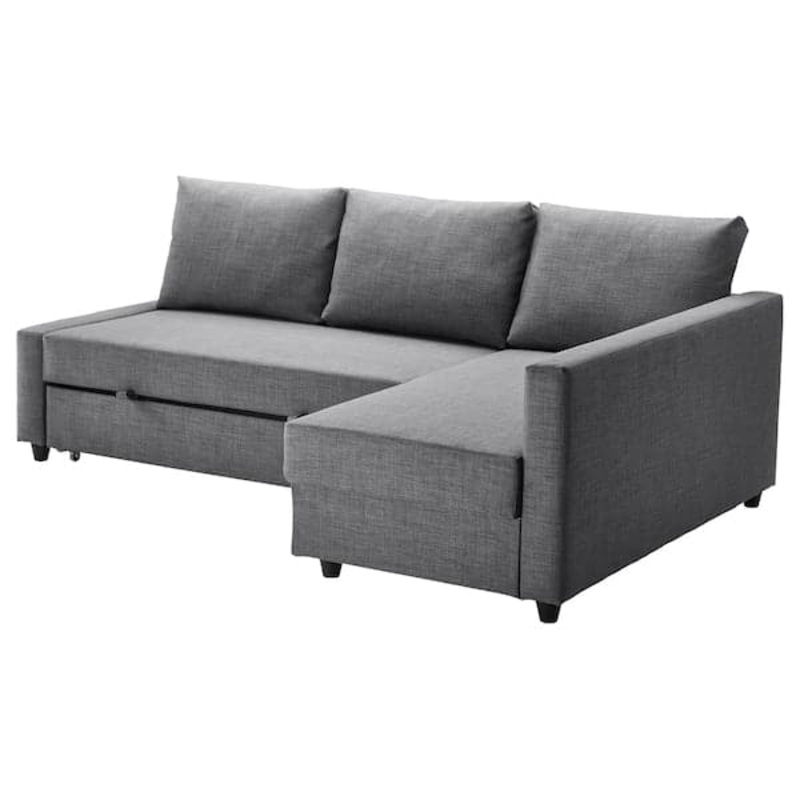 FRIHETEN corner sofa-bed with storage, Depth: 151 cmBed width: 140 cmBed length: 204 cmHeight, including back cushions: 86 cmBack height: 66 cmWidth: 230 cm