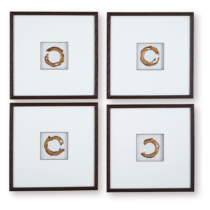 Dallbourne – Wall Art Set (Set of 4) – White / Gold Finish