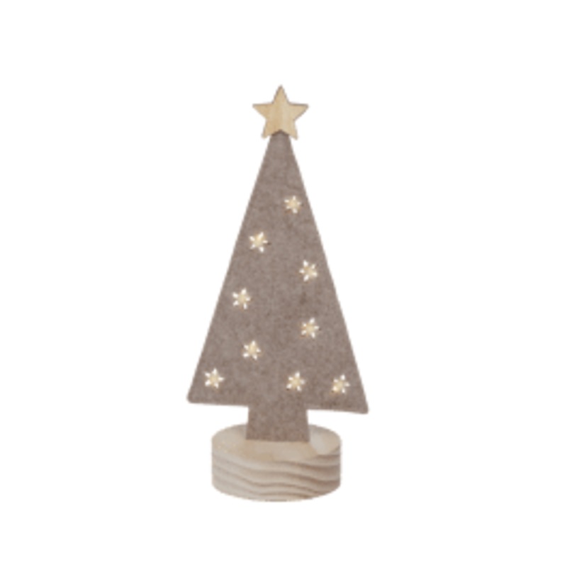BROWN FELT TREE WITH MICROLED AB