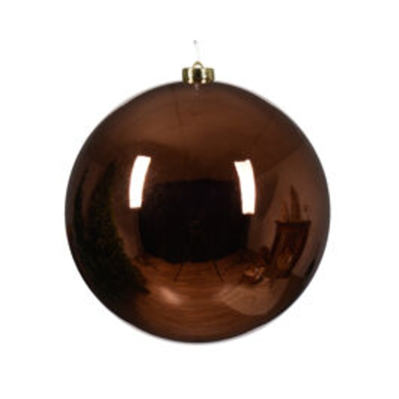 BROWN PLASTIC CHRISTMAS BALL DIAM2