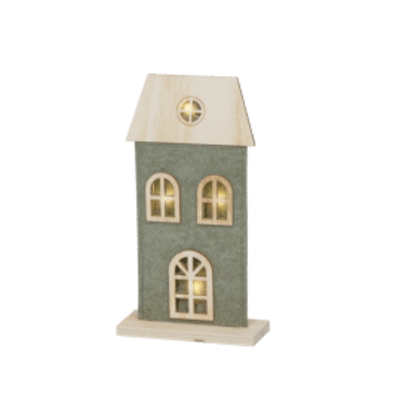 GREEN FELT LITTLE HOUSE WITH MICROLED A B