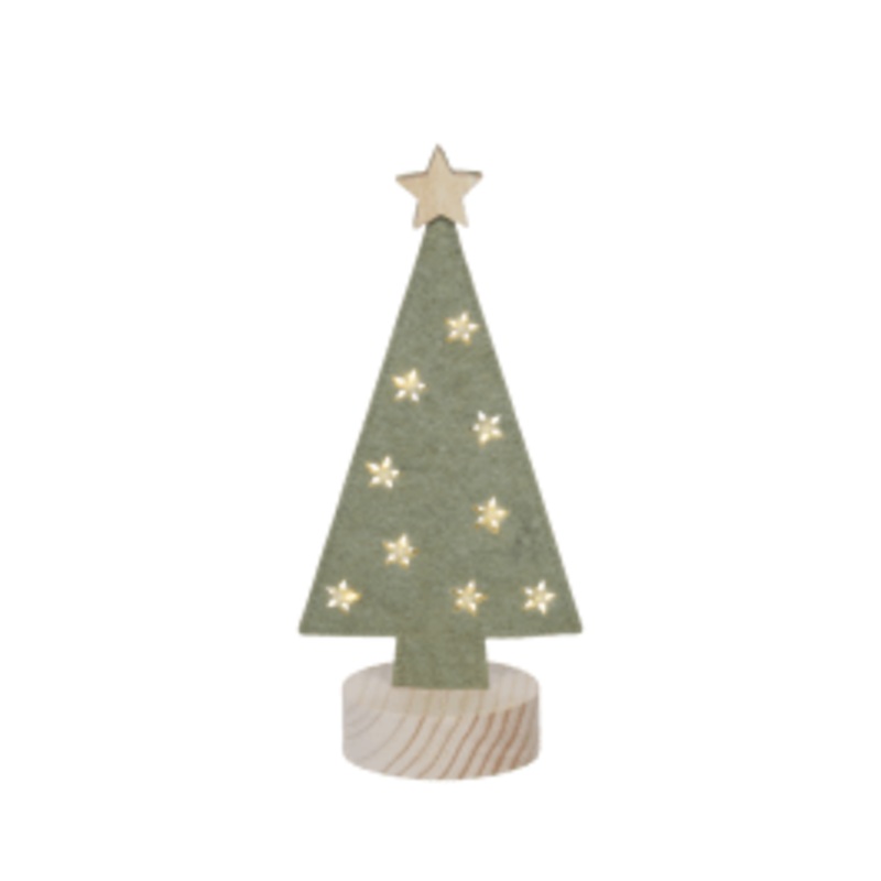 GREEN FELT TREE WITH MICROLED BA