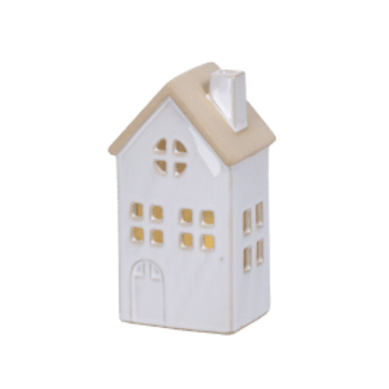LITTLE PORCELAIN HOUSE WITH LED H 15.5 CM