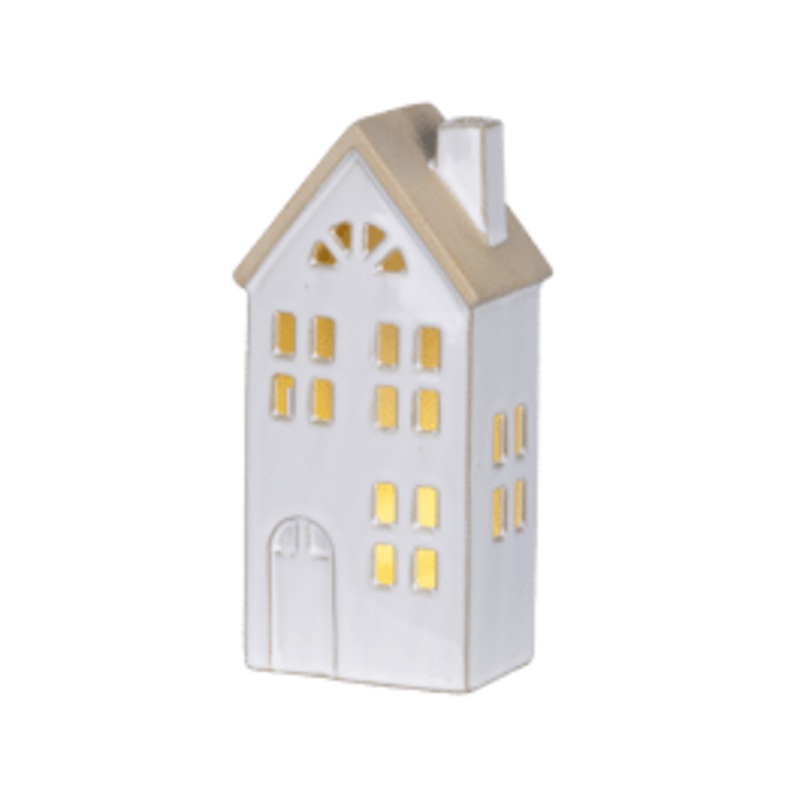 LITTLE PORCELAIN HOUSE WITH LED H 20.5 CM
