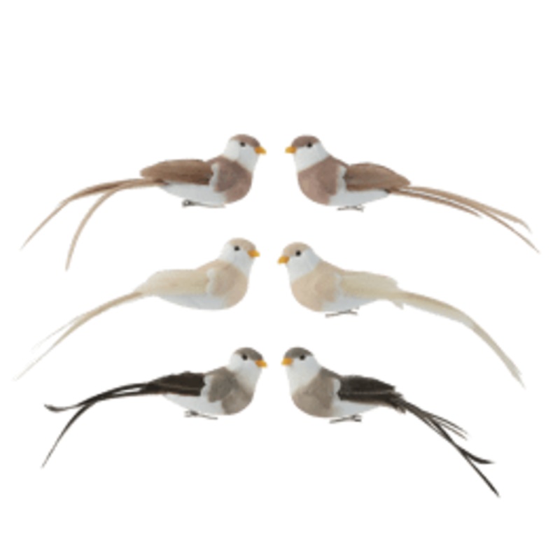 SET 2 BIRDS WITH CLIP 3 COLORS ASSORT