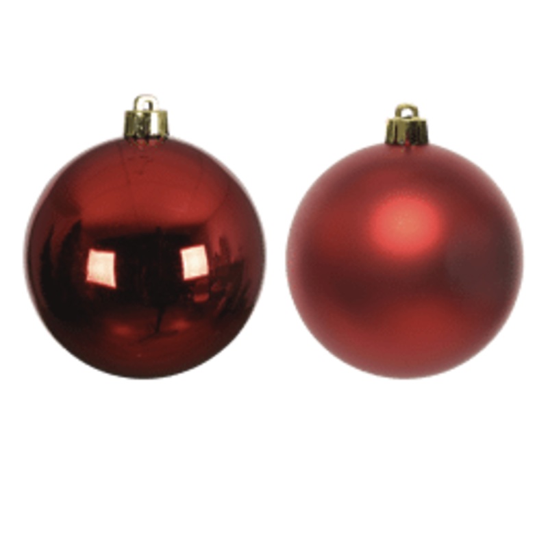SET 4 RED PLASTIC CHRISTMAS BALLS D