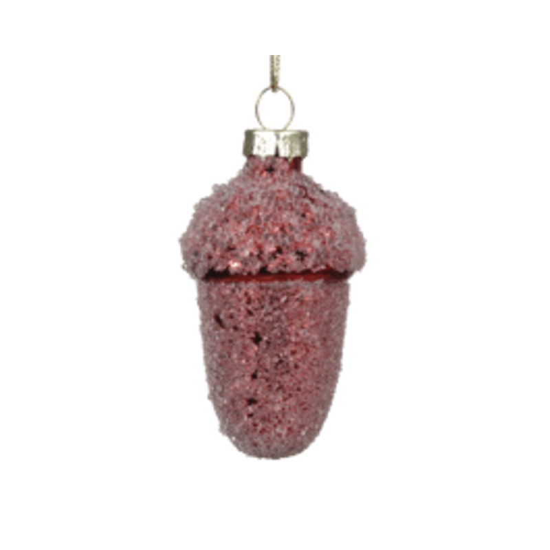 SET 6 RED GLASS ACORNS DIAM 5 H 6.