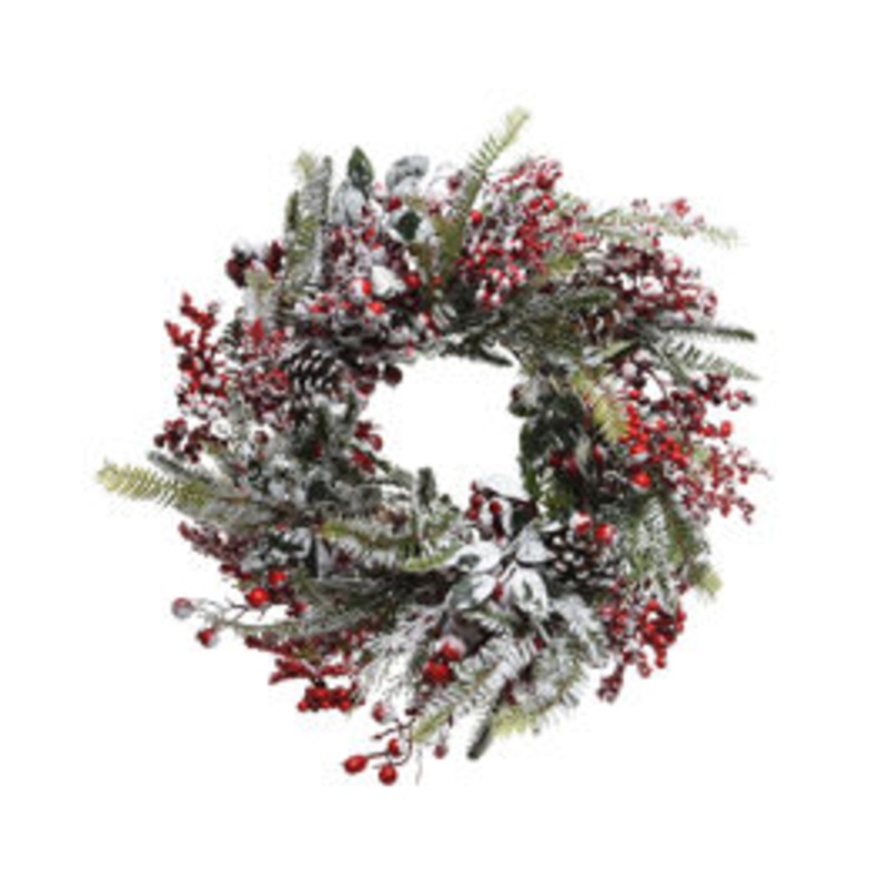 WREATH WITH SNOWY BERRIES AND PINE CONES DIAM4