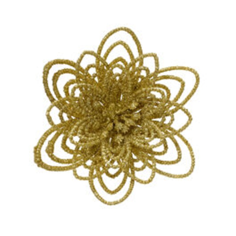 3 GOLD PLASTIC FLOWERS WITH CLIP H10 CM