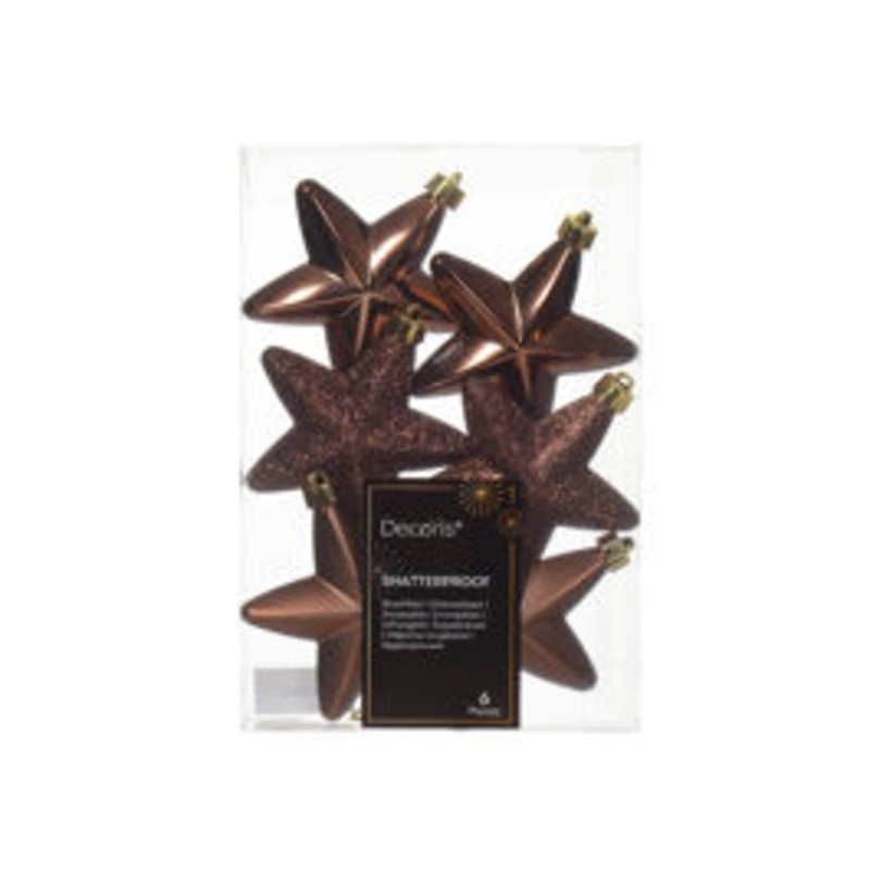 6 BROWN PLASTIC STARS