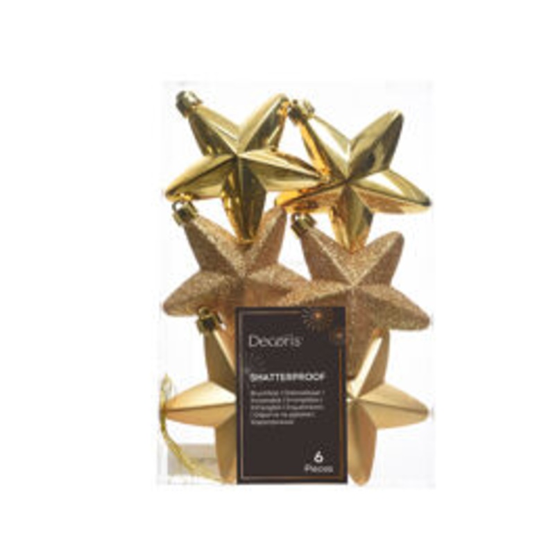 6 GOLD PLASTIC STARS