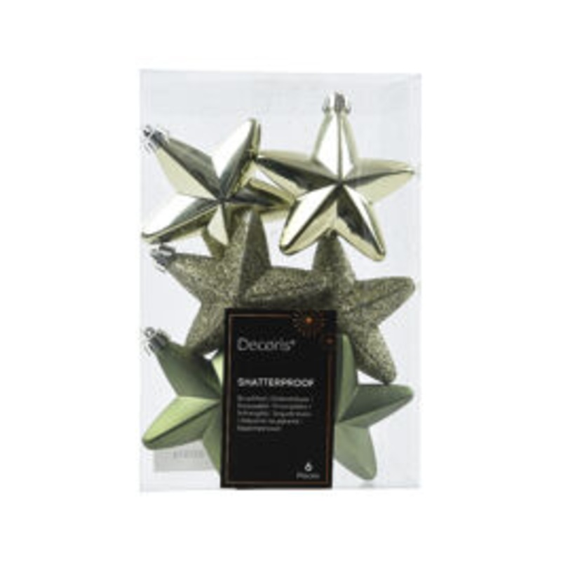 6 GREEN PLASTIC STARS