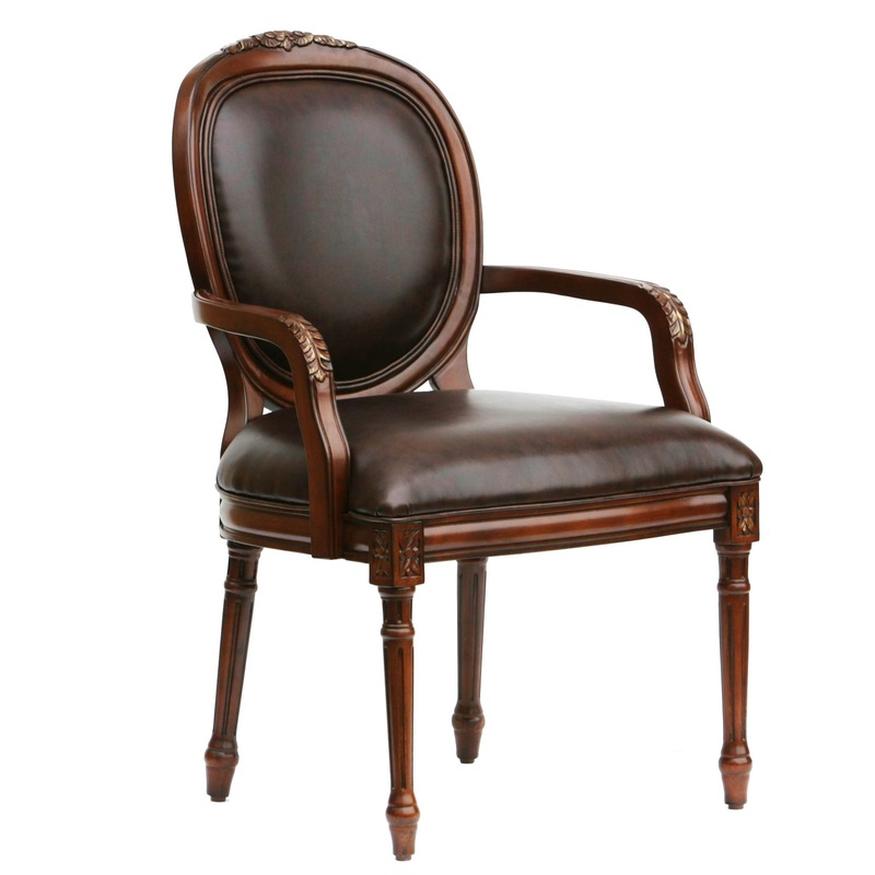 Benard – Traditional Oval Back Chair With Floral Carvings – Brown