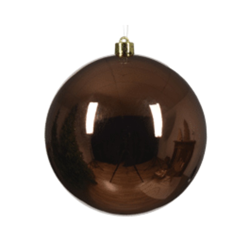 BROWN PLASTIC CHRISTMAS BALL DIAM1