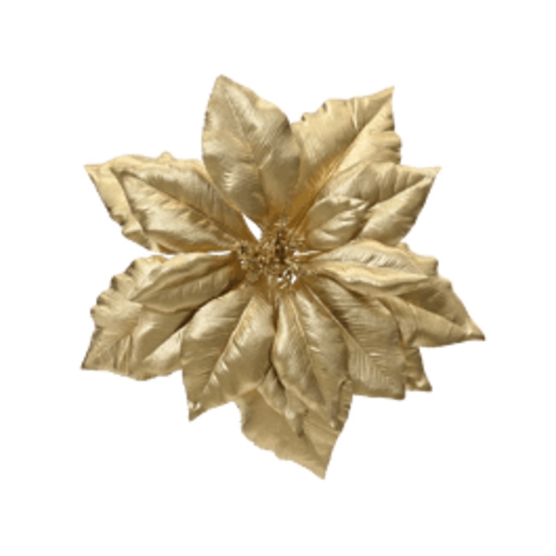 GOLD AND GLITTER POINSETTIA WITH CLIP