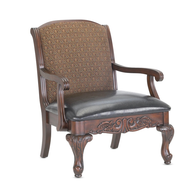 Lucille – Arm Chair, Jacquard Fabric Back – Brown