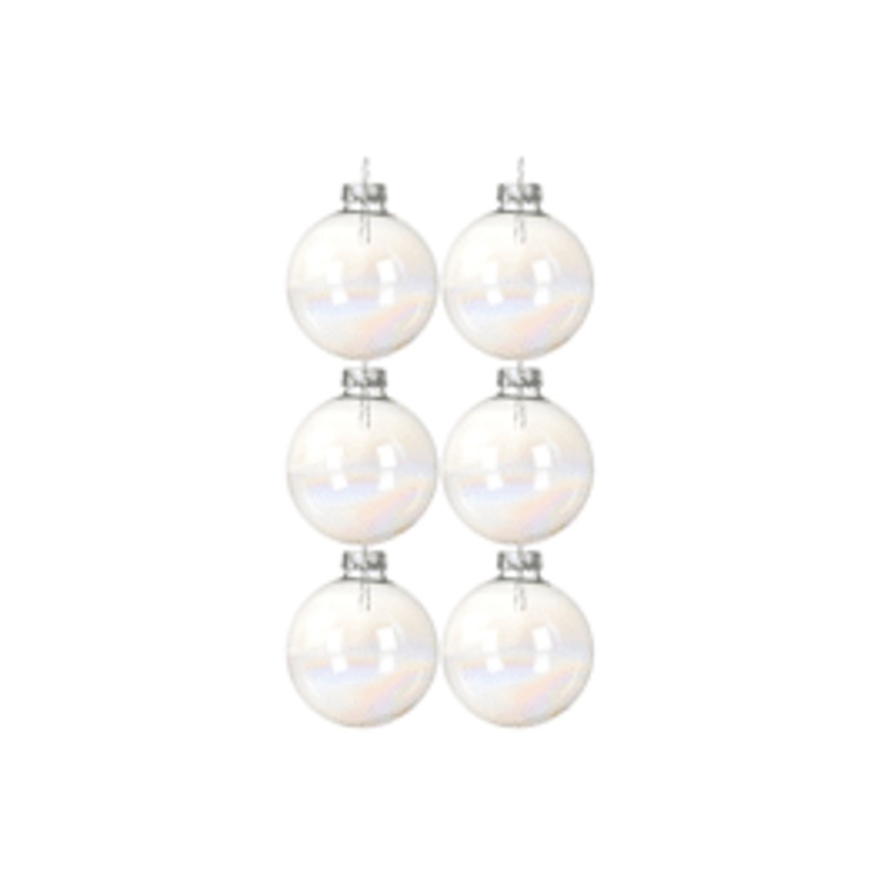 SET 10 WHITE PLASTIC CHRISTMAS BALLS