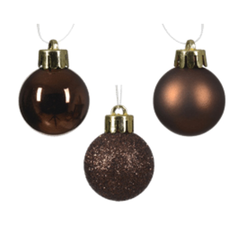 SET 14 MARRON PLASTIC CHRISTMAS BALLS