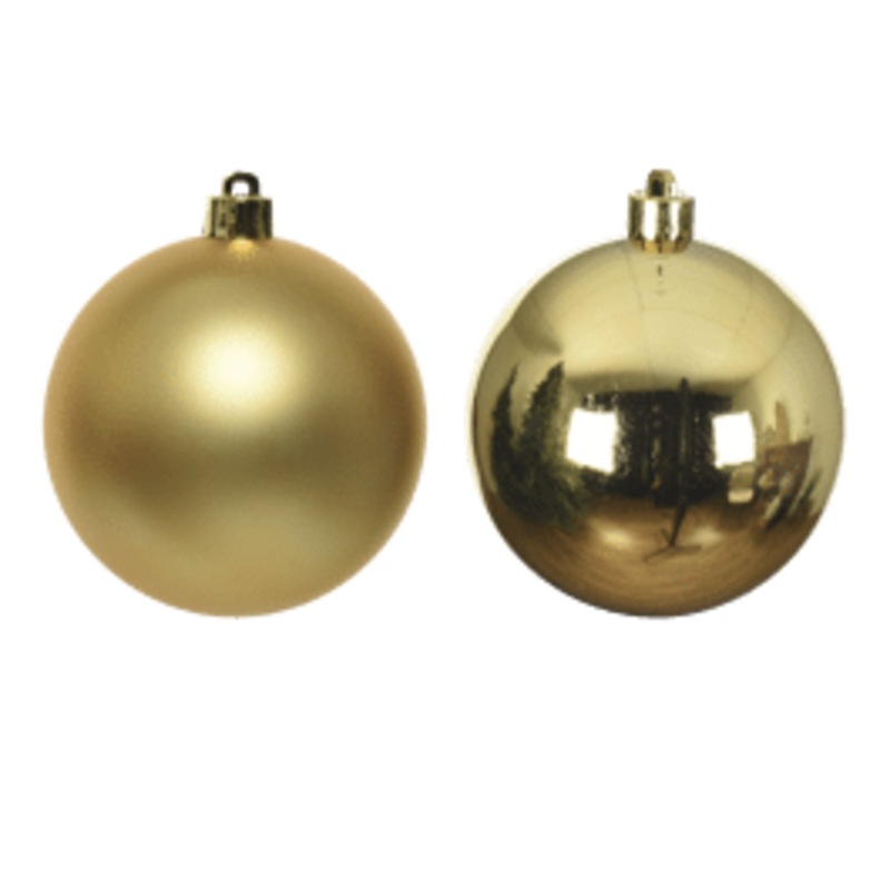 SET 4 CHRISTMAS BALLS PLASTIC GOLD DIA