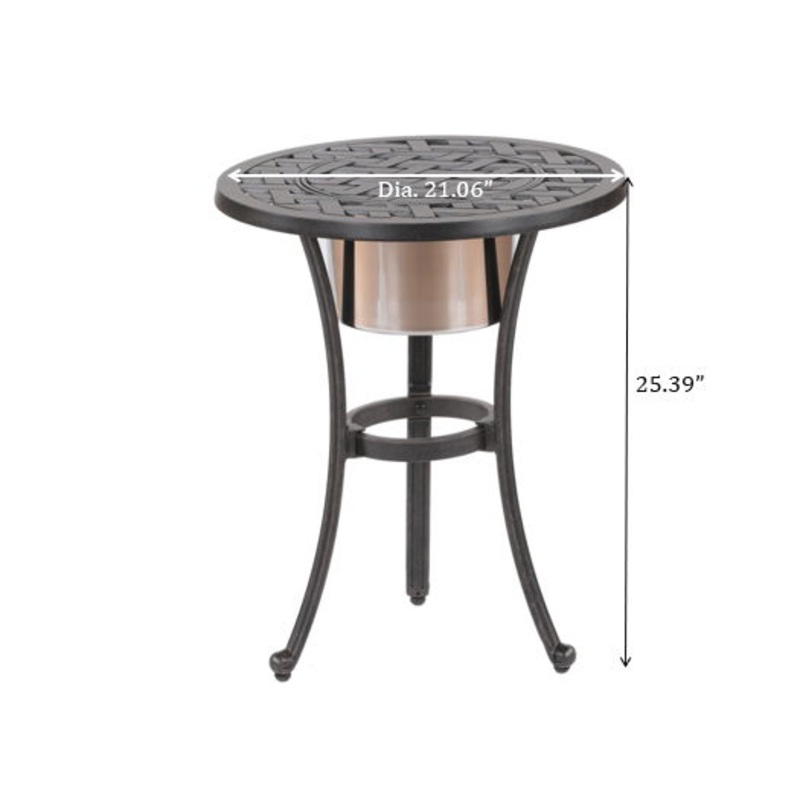21 Cast Aluminum Round Table With Ice Bucket