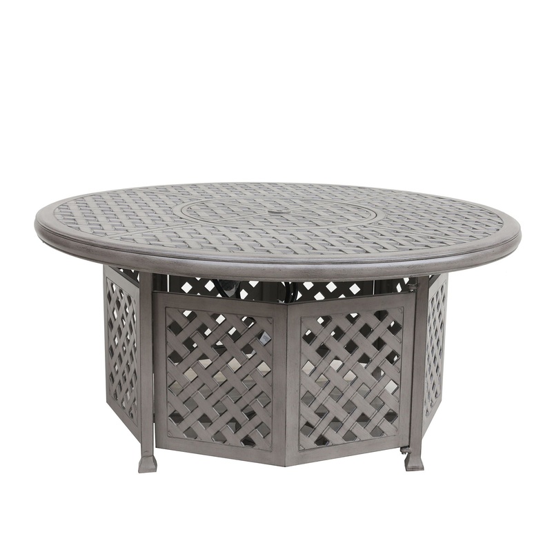 Cast Aluminum Propane Gas Firepit Table, Chat Height – Gray